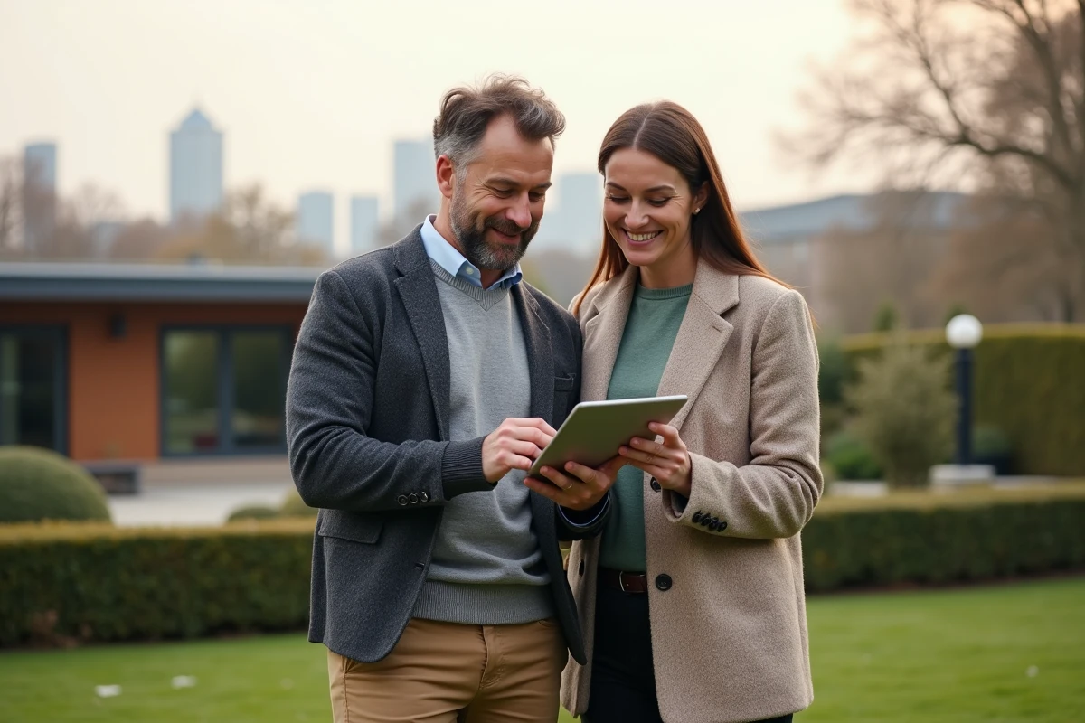 Couple discutant d investissement immobilier