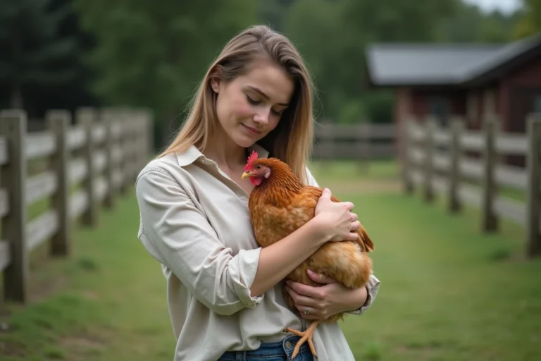 Jeune femme avec un agneau dans un refuge animalier
