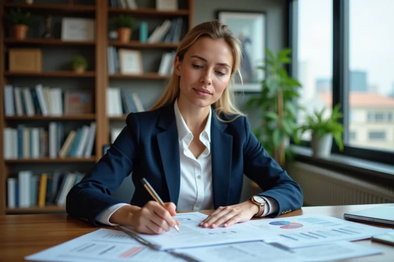 Femme d affaires en réunion d investissement